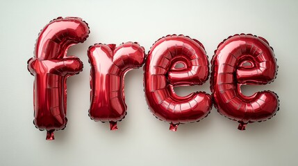 Aufkleber - Red metallic balloon letters forming the word free, minimal design. Celebration theme