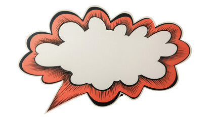 Leinwandbilder - Empty comic speech bubble with red border and transparent background