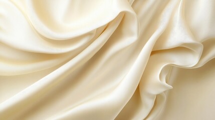 Poster - Creamy satin fabric with elegant folds and flowing gentle curves