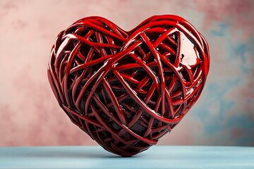 Poster - A three dimensional heart shape made of interwoven red lines