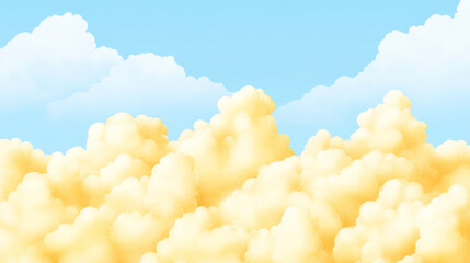 Wall Mural - fluffy yellow clouds against bright blue sky create serene atmosphere