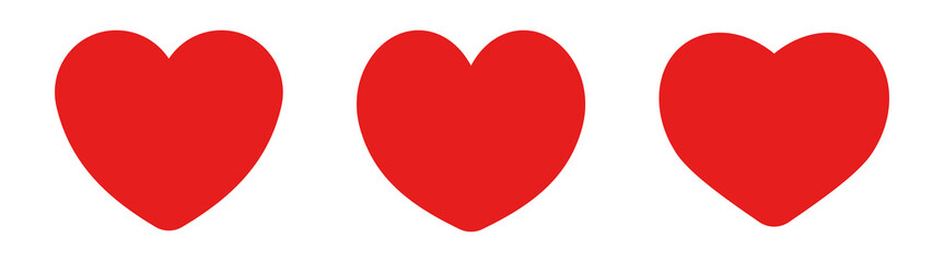 Poster - red heart icon set. like icon. add to favorite icon sign. love icon button. vector heart shape