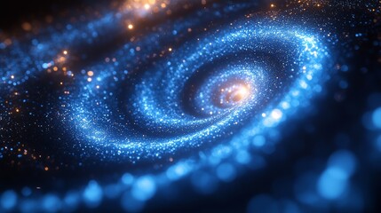Poster - Swirling galaxy with bright stars in deep space, cosmic exploration concept