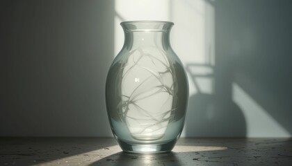 Poster - Elegant Glass Vase with Soft Shadows and Delicate Light Patterns