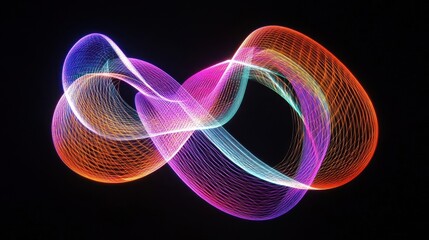 Poster - Abstract artwork features glowing colorful lines against a black background