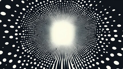 Poster - Tunnel like optical illusion with radial pattern of white dots