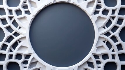 Poster - An abstract geometric white design surrounding a dark gray circle