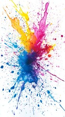 Poster - Colorful explosion of paint splashes on white background. Abstract art concept