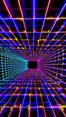 Poster - Dynamic neon light tunnel with futuristic motion in vibrant colors