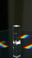 Poster - Prism reflecting dynamic rainbow patterns on glass surface in low light