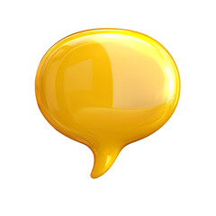 Fototapete - A sleek and modern yellow speech bubble with a slightly glossy surface isolated on a plain white transparent background