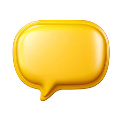 Fototapete - A vibrant yellow speech bubble with a sleek glossy finish isolated against a clean transparent background for a modern minimalist design