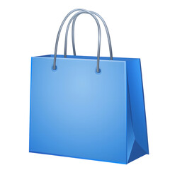 Aufkleber - Minimalist and futuristic 3D blue paper bag icon symbolizing the contemporary retail and online shopping experience displayed on a clean white transparent background