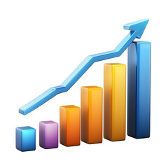 Fototapete - Elegant 3D bar graph with a smooth upward trending arrow showcasing impressive business growth and financial success