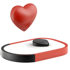Poster - A modern and sleek 3D heart shaped notification icon representing social media engagement and appreciation encased in a shimmering reflective speech bubble against a clean white background