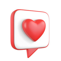 Poster - A glossy 3D heart shaped speech bubble notification icon symbolizing social media engagement and feedback