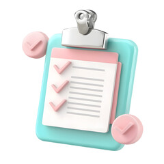 Poster - A sleek and modern 3D clipboard with a reflective transparent surface and a detailed checklist for notes and tasks