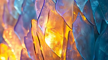 Poster - Colorful glass shapes illuminated by warm light create a stunning artistic display