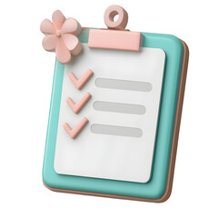 Aufkleber - Sleek and transparent 3D clipboard holding a checklist note for reminders and reports floating on a clean white background