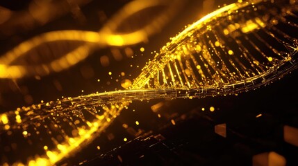 Poster - Molecular DNA Structure in Golden Glittering Visualization
