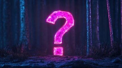 Wall Mural - discover the mystique of a 3d hologram question mark with a striking wolf theme and a vibrant space 