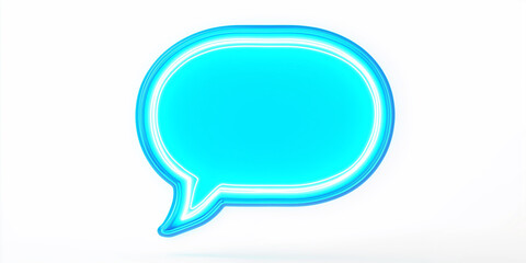 Aufkleber - Neon blue speech bubble communicating on white background
