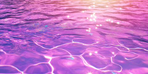 Poster - Light reflecting and sparkling on gently waving purple water surface