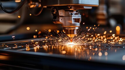 Poster - Laser Cutting Process Sparks with High Precision and Detail