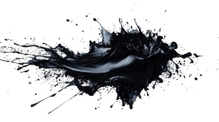 Poster - Black paint splashing and making a big mess on transparent background