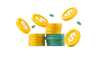 Aufkleber - showcasing stacks of shiny golden and green coins symbolizing the accumulation of wealth financial stability and prosperity