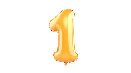 Fototapete - A golden metallic foil balloon shaped like the number 1 floating effortlessly with a smooth reflective surface that captures the light beautifully against a clean minimalist backdrop