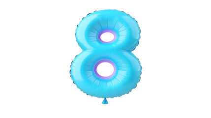 Leinwandbilder - A shiny turquoise metallic balloon in the shape of the number 8 floating independently against a clean white background with a 3D effect created by the lighting