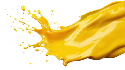 Poster - Yellow paint splashing with transparent background