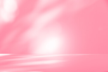 Poster - Wall interior background, studio and backdrops show products.with shadow from window color pink background for text insertion and presentation interior decoration	