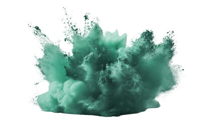 Poster - green powder exploding creating a cloud on transparent background