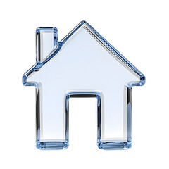 Fototapete - Close up photography of a 3D rendered minimalistic blue crystal house icon with a semi transparent glass morphism effect featuring smooth highlights and a clean
