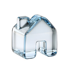 Aufkleber - Close up 3D render of a sleek transparent crystal like house icon with soft lighting reflections and a minimalist futuristic design
