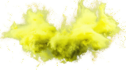 Poster - Yellow powder exploding creating a cloud on transparent background