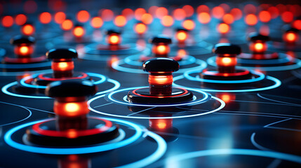Poster - Artistic visualization of fundamental forces expressed through a bunch of dazzling lights arranged on a table creating a brilliant illumination.
