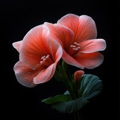 Poster - Two pink flowers with dew drops on them
