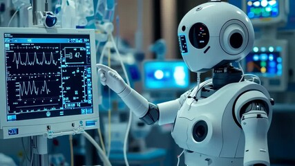 Poster - Advanced robotic assistant monitoring vital signs in a modern medical facility