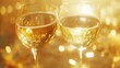 © Bunthy Studio - Two glasses of champagne with sparkling bubbles under a warm, inviting light