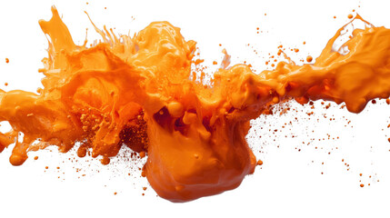 Poster - Orange paint splashing and exploding with transparent background