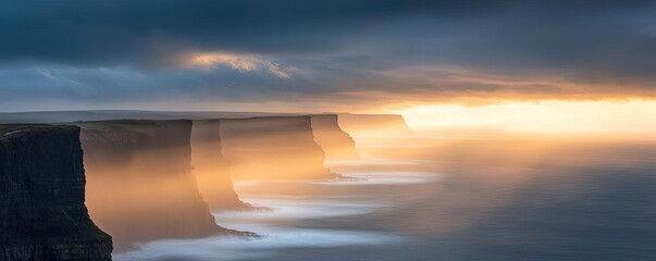 Poster - National park scenic landscapes idea. Stunning view of dramatic cliffs at sunset, showcasing nature's beauty and tranquility.