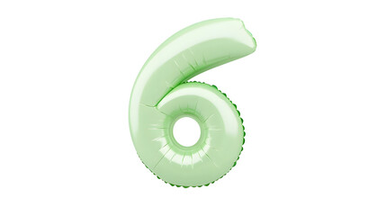 Poster - A sleek shiny green foil balloon shaped as the number 6 floating independently with a reflective metallic surface and a 3D effect
