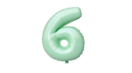 Aufkleber - A metallic green number 6 foil balloon with a glossy three dimensional appearance floating effortlessly in a clean transparent environment
