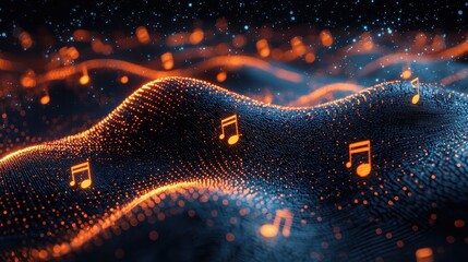 Poster - Vibrant music waves illustration digital art abstract environment creative concept