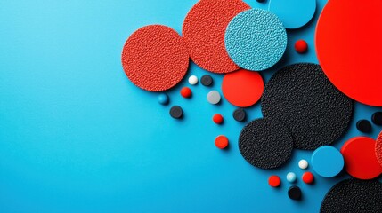 Poster - An abstract and minimalist composition featuring vibrant geometric shapes circles and dots in a contemporary and visually striking layout design