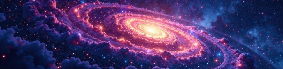 cosmic landscape of swirling galaxies and stars, nebula, cosmos