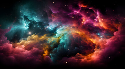 Poster - Beautiful nebula and stars captured in a blurry action shot showcasing the cosmic explosion of star formation rate and celestial wonders.